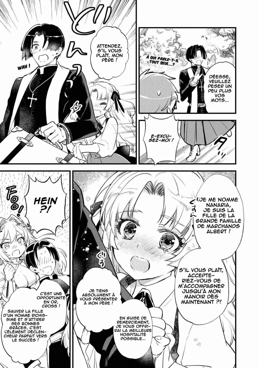"[Jashin no Chi] ga Nagareteiru" to Iware, Shinsei Kyoukai wo Tsuihou Sareta Shinpu desu. ~Rifujin na Riyuu de Kyoukai wo Oidasaretara, Shinkou Taishou no Megami-sama mo Issho ni Tsuitekichaimashita~ Chapitre 1: Le banni de l'église - Page 29