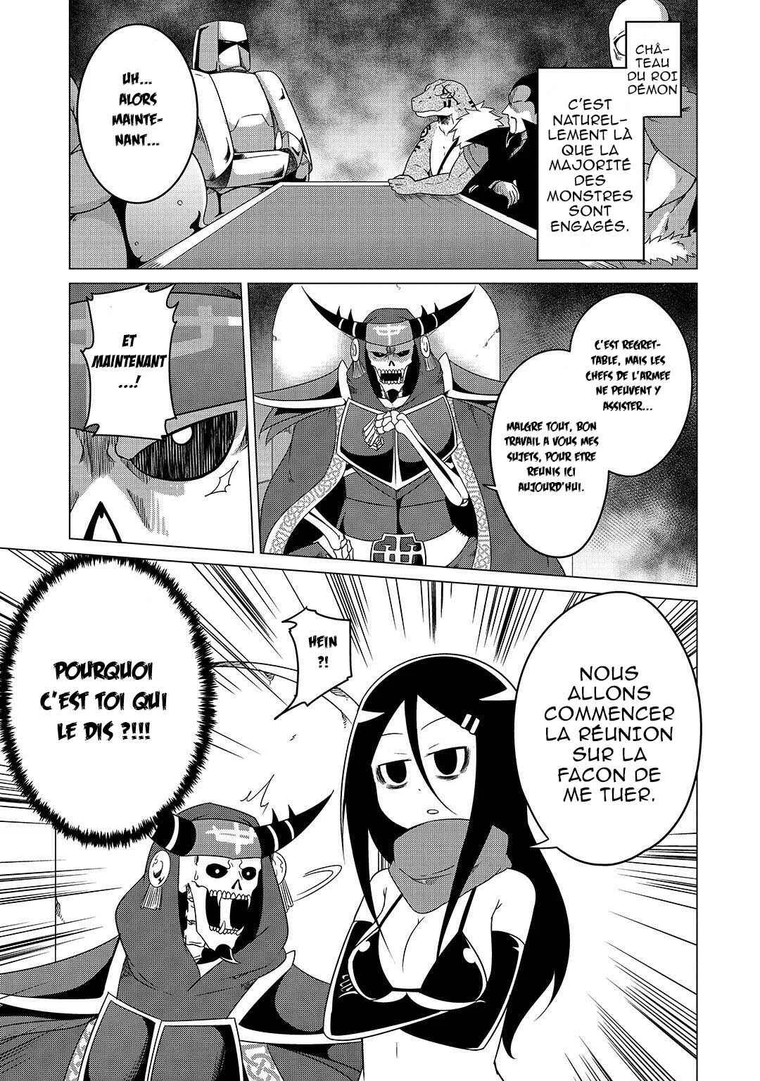 Jisatsushitai Onna Yuusha ni Maou ga Komarasareteimasu! Chapitre 4: Réunion d'urgence au château du Roi Démon - Page 1