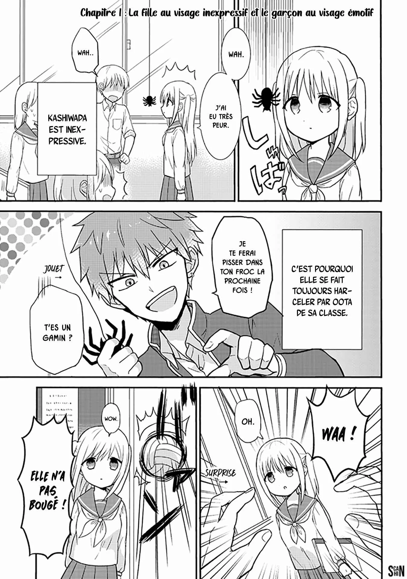 Kao ni Denai Kashiwada-san to Kao ni Deru Oota-kun Chapitre 1: La fille au visage inexpressif et le garçon au visage émotif - Page 2