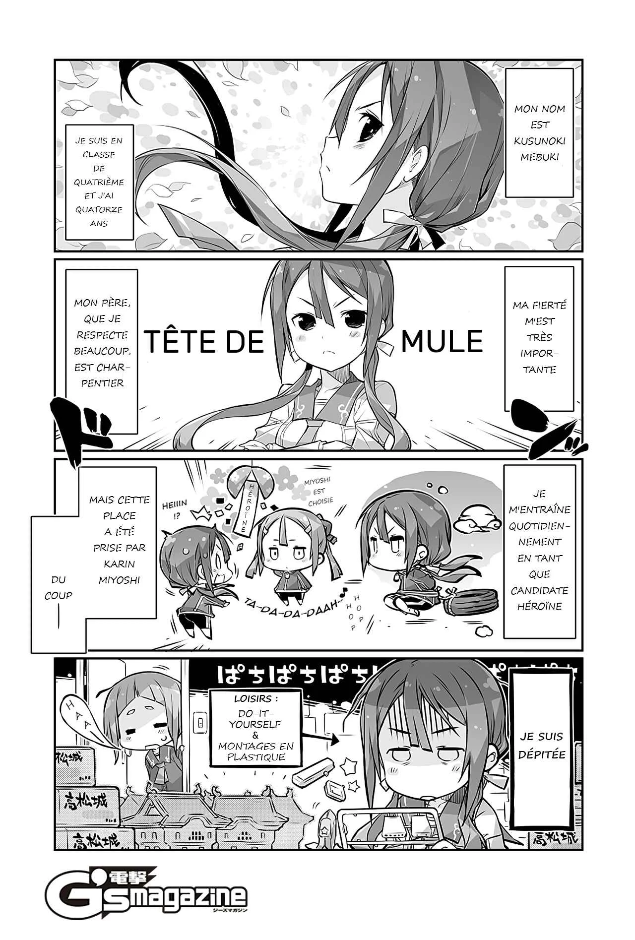 Kusunoki Mebuki Is Training Now! Chapitre 1: Mebuki et les châteaux de Takamatsu - Page 1