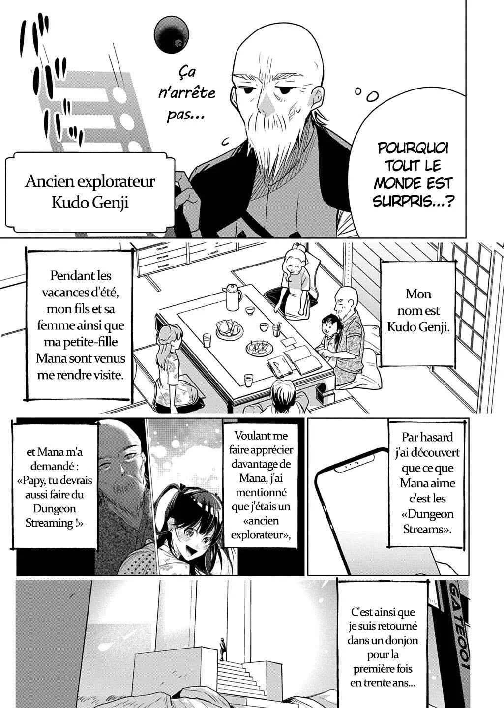 Moto Tansakusha no Ojii-chan: Mago ni Segamarete Dungeon Haishin o Hajimeta njaga, Nazeka Bazuriotta wai Chapitre 2.1 - Page 3