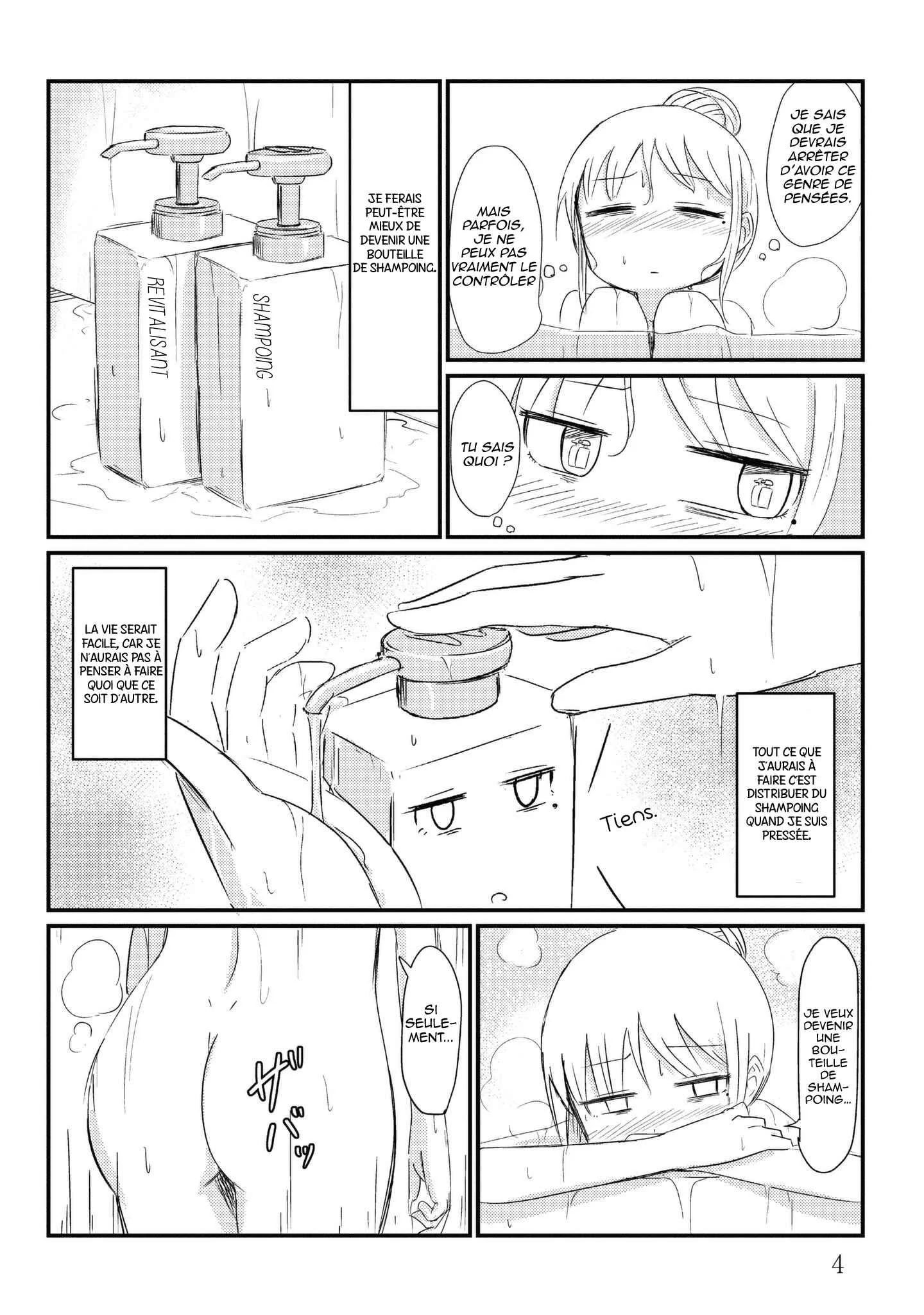 She Doesn't Know Why She Lives. Chapitre 1: Je veux devenir une bouteille de shampoing. - Page 6