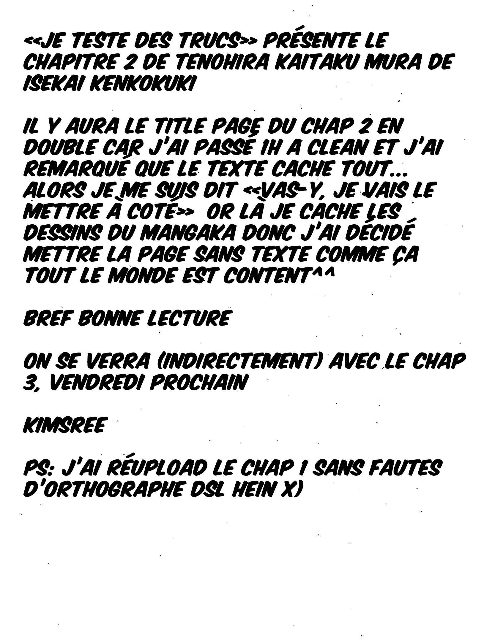 Tenohira Kaitaku Mura de Isekai Kenkokuki ~Fueteku Yome-tachi to Nonbiri Mujintou Life~ Chapitre 2 - Page 1