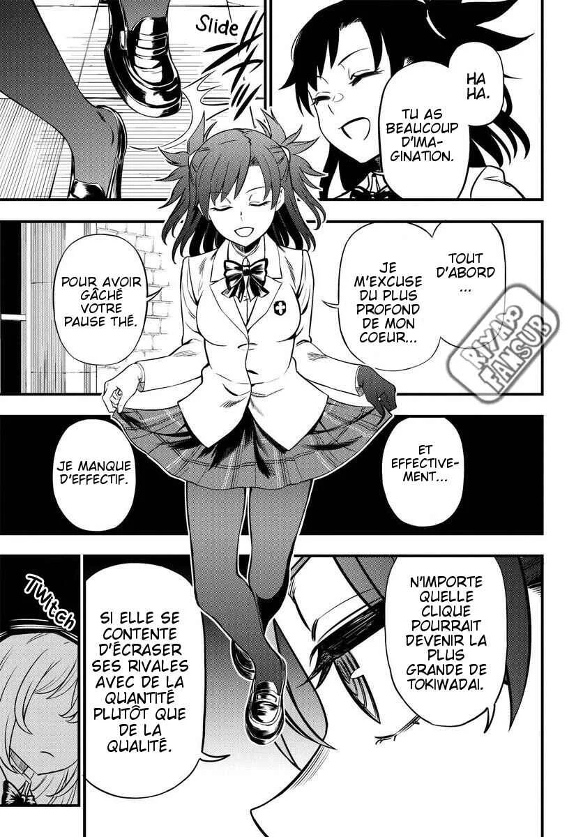 Toaru Majutsu no Index Gaiden - Toaru Kagaku no Mental Out Chapitre 1.1: La reine de Tokiwadai partie 1 - Page 29