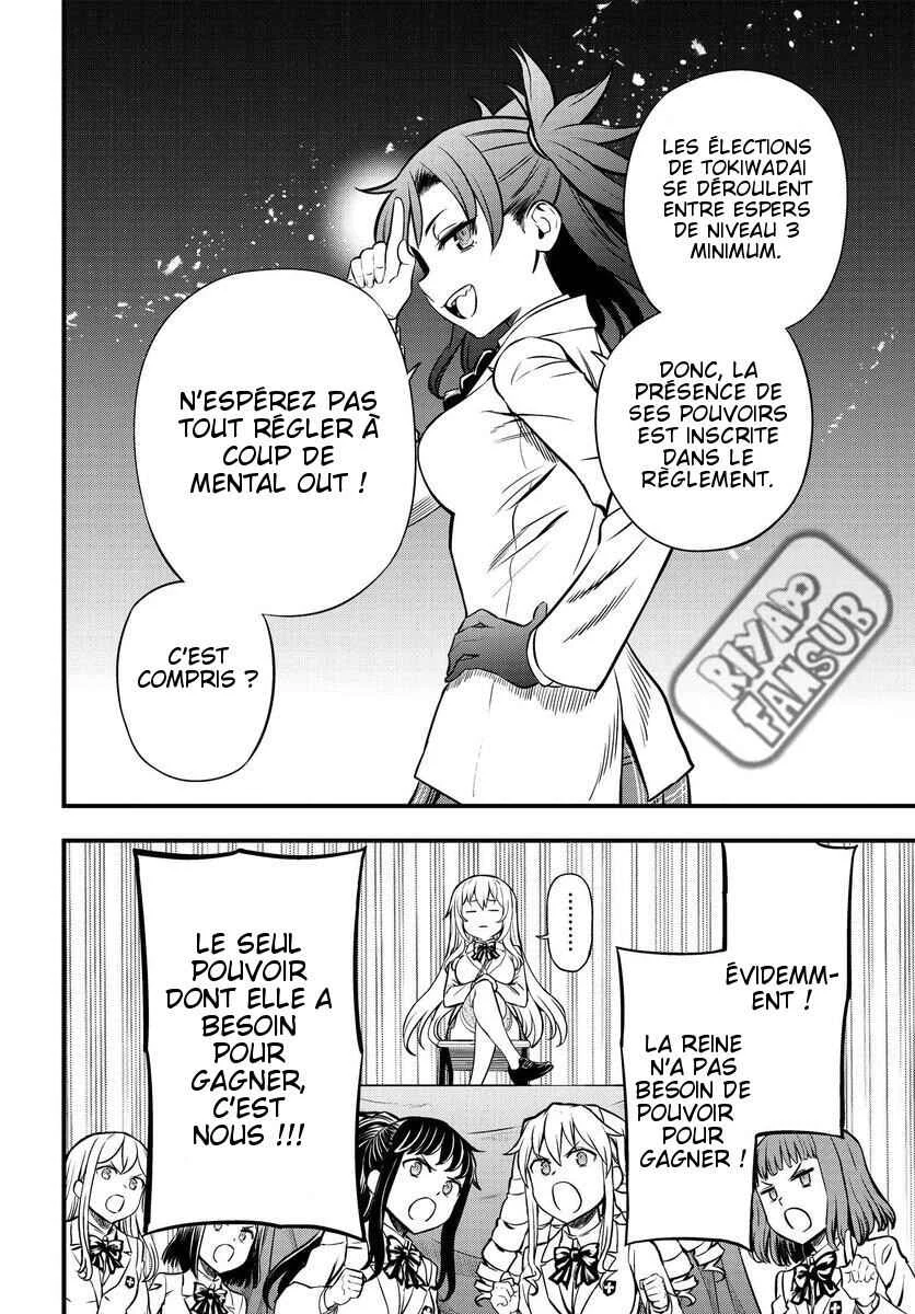 Toaru Majutsu no Index Gaiden - Toaru Kagaku no Mental Out Chapitre 1.1: La reine de Tokiwadai partie 1 - Page 40