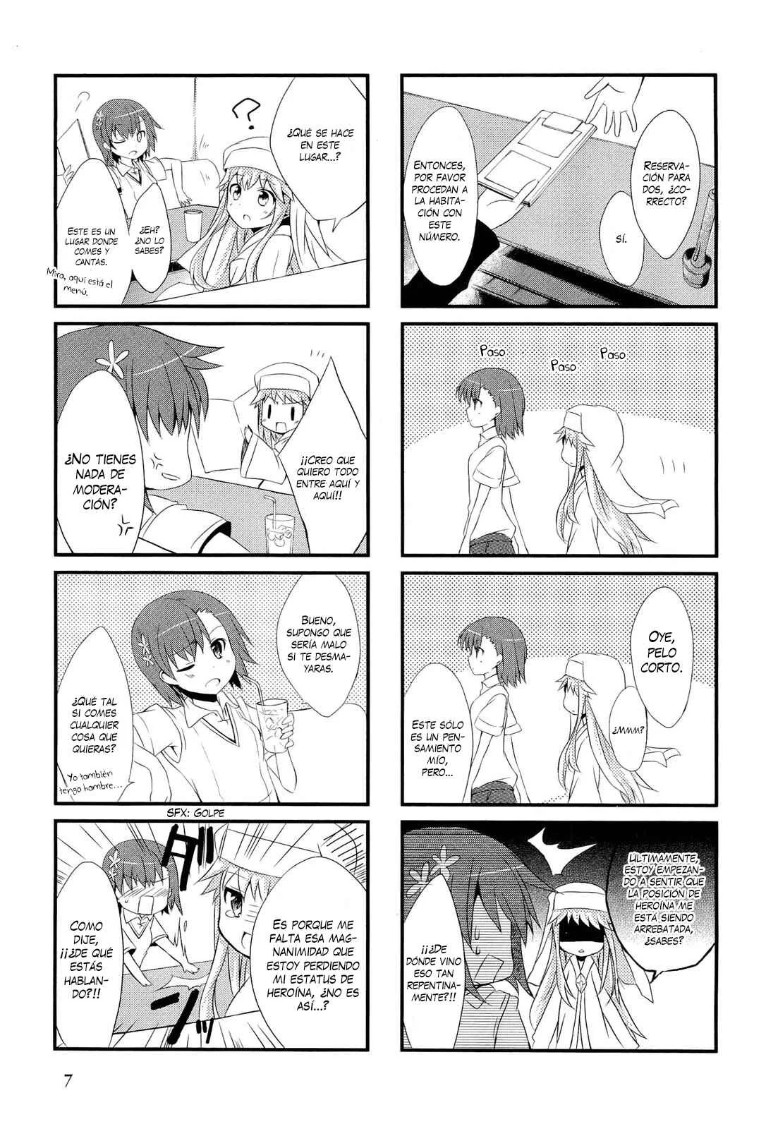 4-koma Koushiki Anthology - Toaru Kagaku no Railgun x Toaru Majutsu no Index Capítulo 1: In de Railgun (por Mishima Kurone) - Page 8