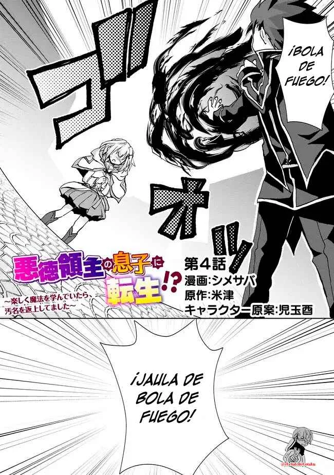 Akutoku Ryoushu no Musuko ni Tensei!? ~ Tanoshiku Mahou wo Manandeitara, Omei wo Henjou Shitemashita ~ Capítulo 4 - Page 2