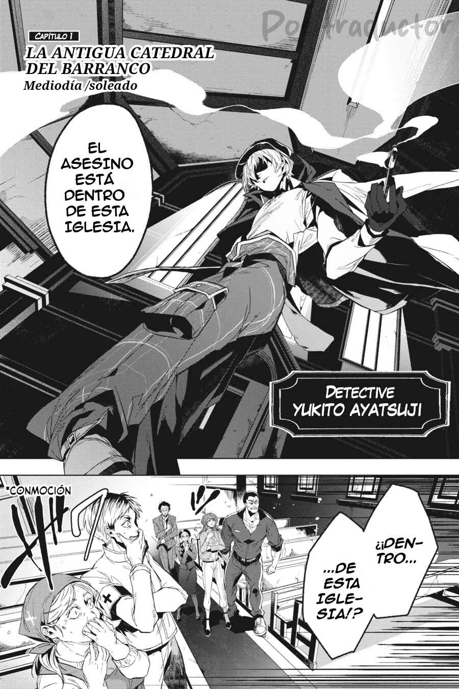 Bungo Stray Dogs Gaiden - Ayatsuji Yukito VS. Kyougoku Natsuhiko Capítulo 1: "La antigua catedral del barranco" - Page 4