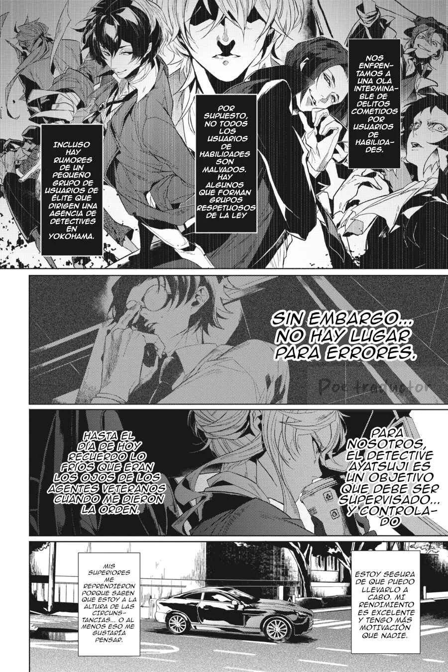 Bungo Stray Dogs Gaiden - Ayatsuji Yukito VS. Kyougoku Natsuhiko Capítulo 2: "Frente a la base secreta de la división especial (Mañana/soleado)" - Page 7