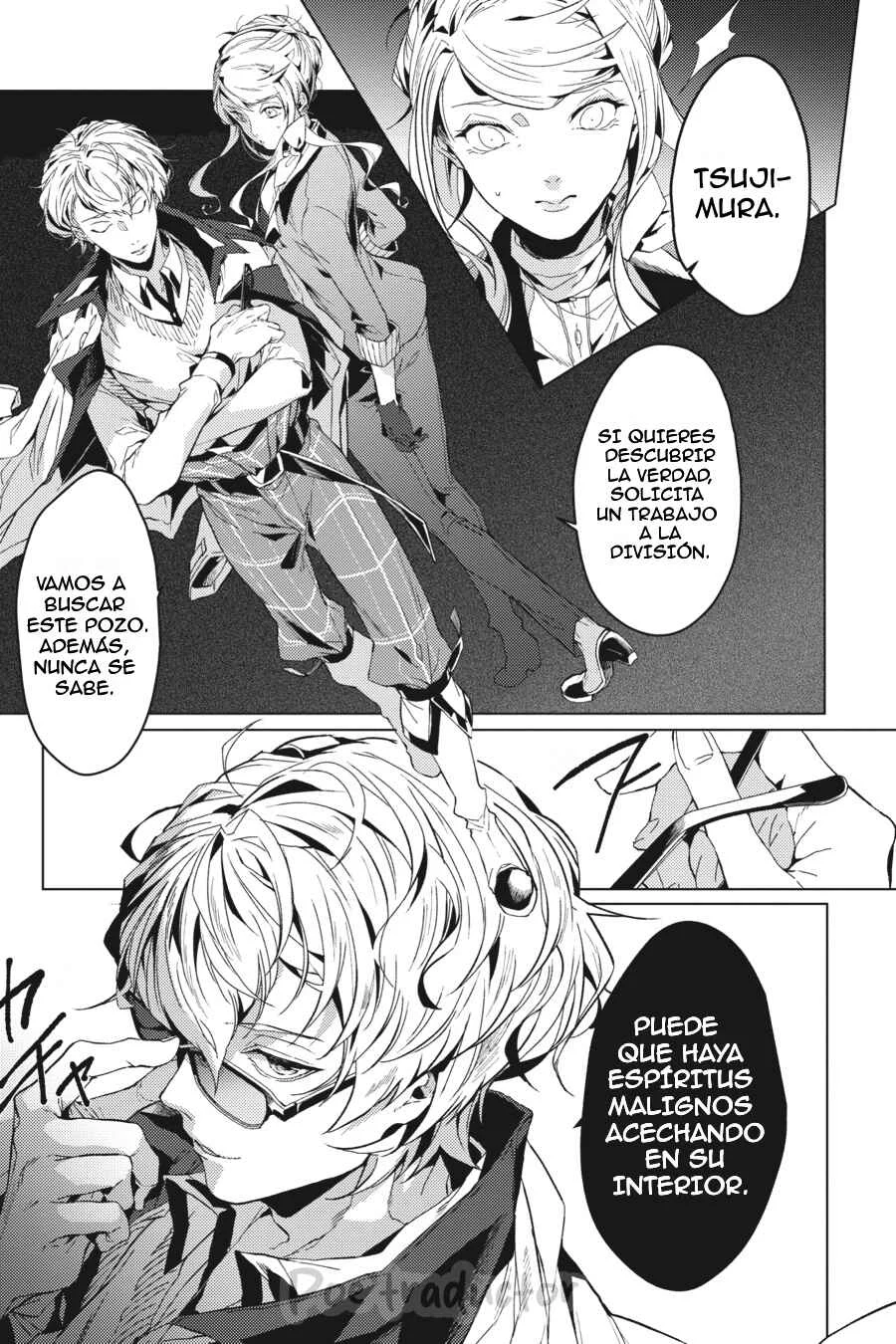Bungo Stray Dogs Gaiden - Ayatsuji Yukito VS. Kyougoku Natsuhiko Capítulo 2: "Frente a la base secreta de la división especial (Mañana/soleado)" - Page 34