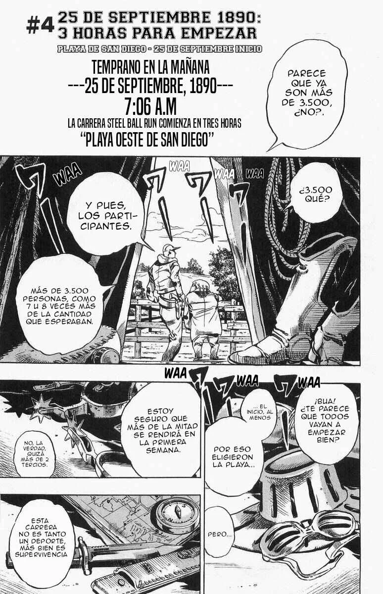 JoJo no Kimyou na Bouken: Part 7 - Steel Ball Run Capítulo 4: 25 de Septiembre 1890: 3 Horas para Empezar  - Page 1