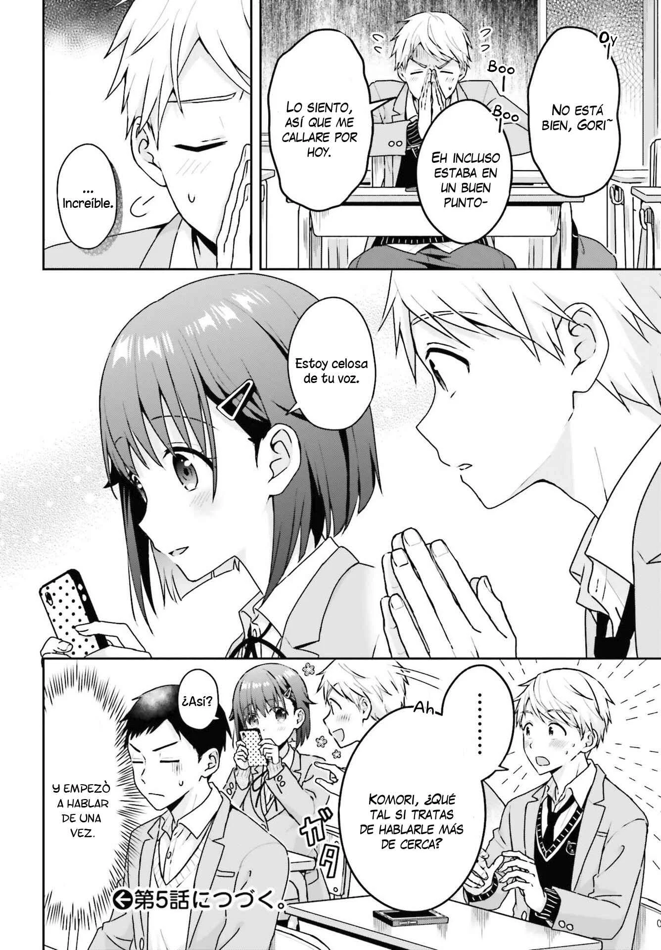 Koe no Chiisai Komori-san to Kusodeka Oogoe no Oobayashi-kun Capítulo 4 - Page 6