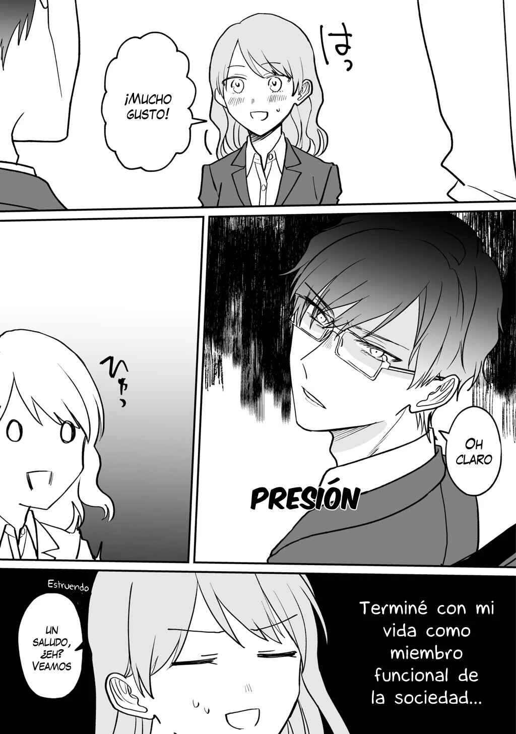 Kuuki ga "Yomeru" Shinnyuu Shain to Buaisou na Senpai (Web Comic) Capítulo 1 - Page 4