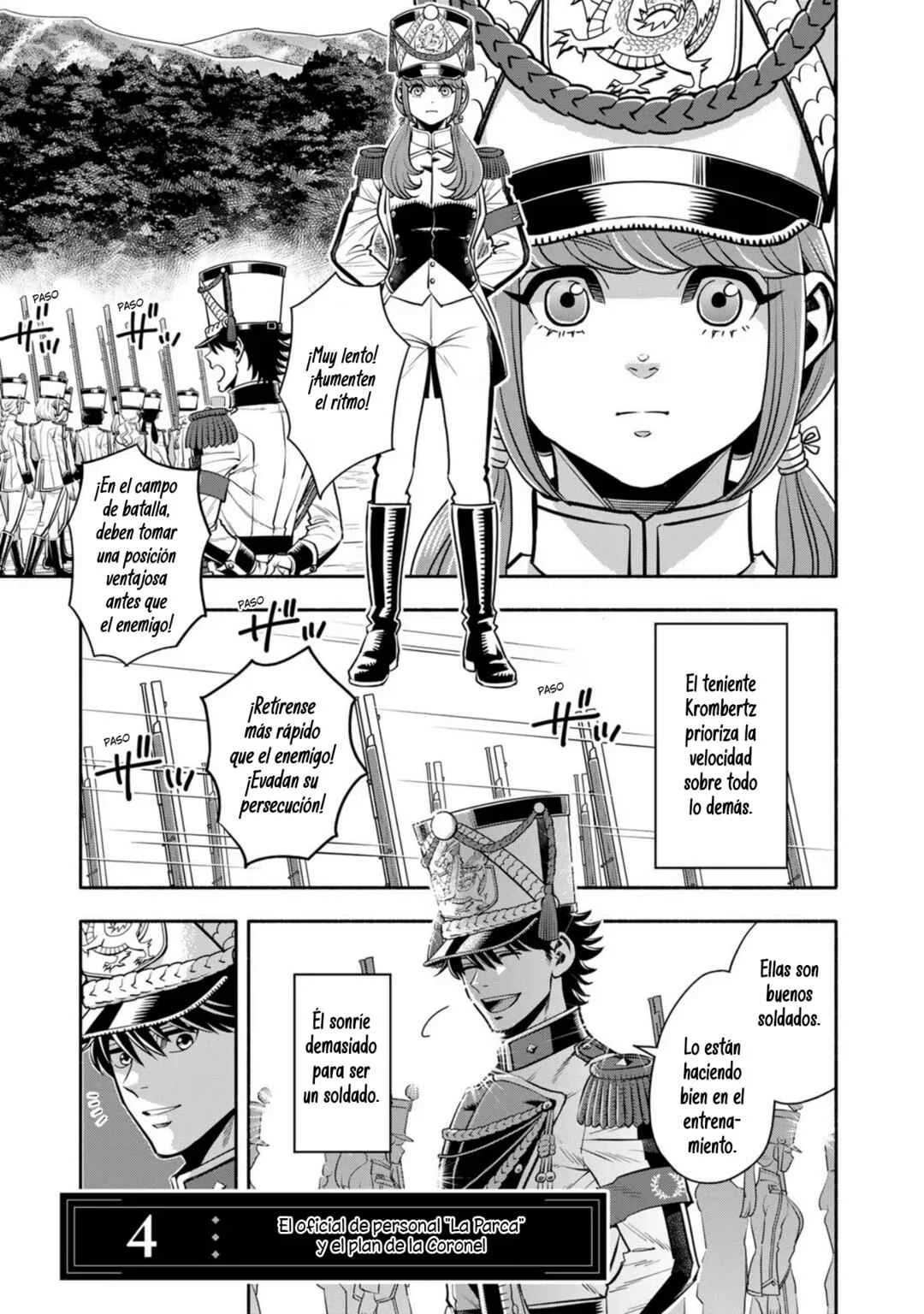 Musket Girls! ~Tensei Sanbou to Senretsu Otome-tachi~ Capítulo 4: El oficial de personal "La Parca" y el plan de la Coronel - Page 1