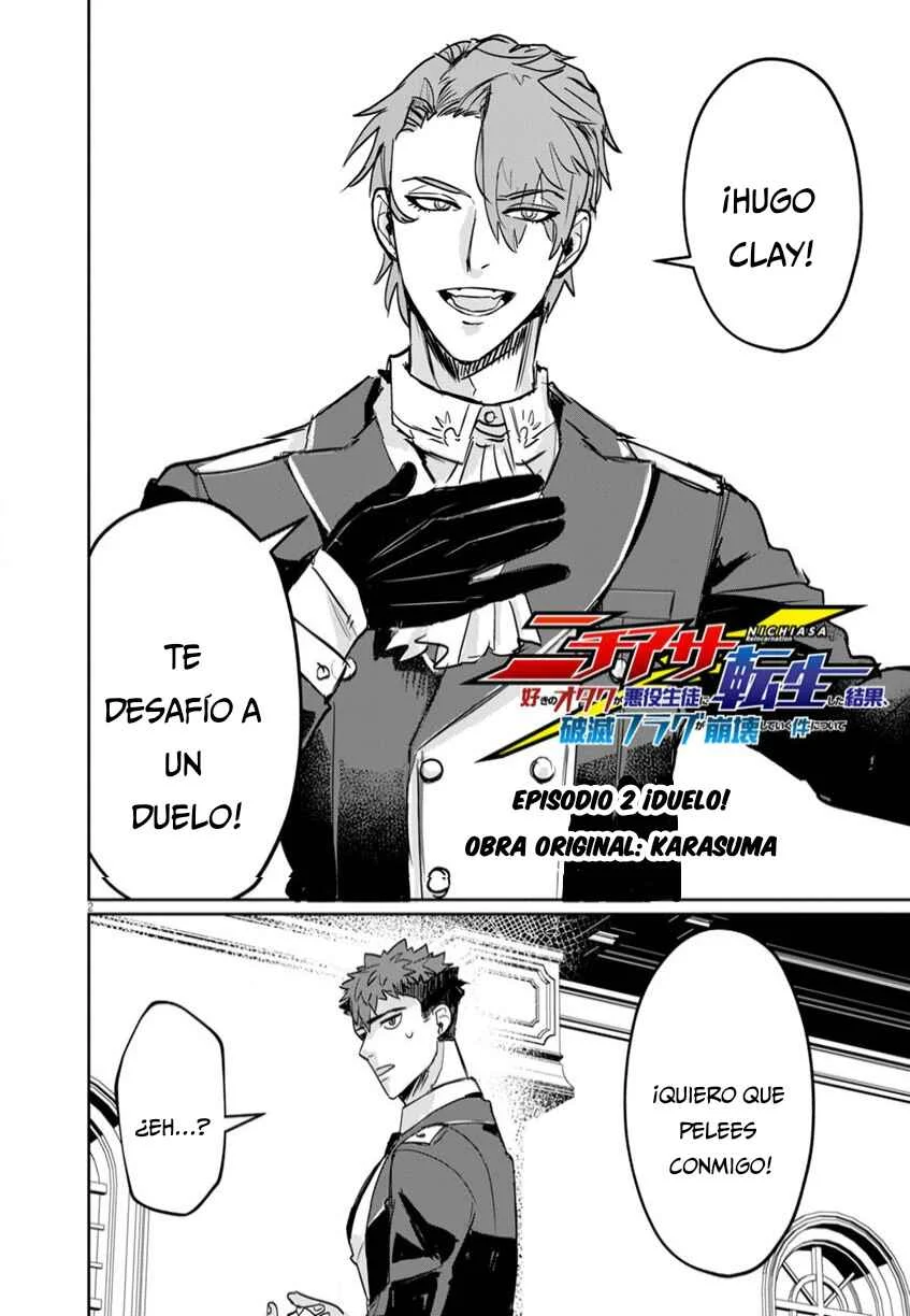 Nichiasa Suki no Otaku ga Akuyaku Seito ni Tenseishita Kekka, Hametsu Flag ga Houkaishiteiku Ken ni Tsuite Capítulo 2.1: ¡Duelo! - Page 3